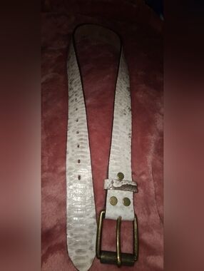 Handmade brown/white partial belly scales/angle cut python snake skin belt-sz 34